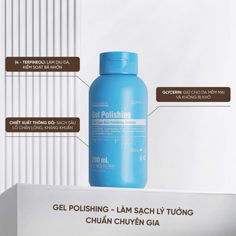 CONAPIDIL GEL POLISHING: Sữa Rửa Mặt Sạch Sâu & Cân Bằng Dầu Nước Cho Da Dầu, Nhạy Cảm