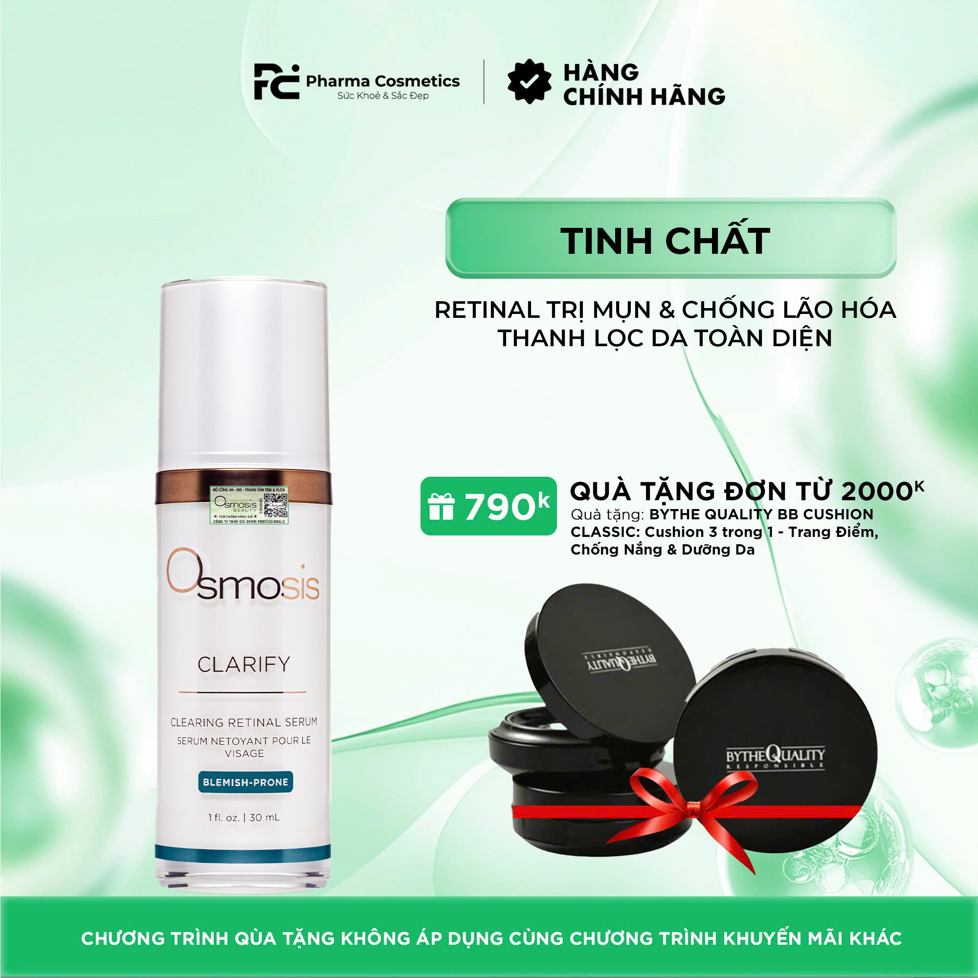 OSMOSIS CLARIFY BLEMISH RETINAL SERUM: Tinh Chất Retinal Trị Mụn & Chống Lão Hóa - Thanh Lọc Da Toàn Diện