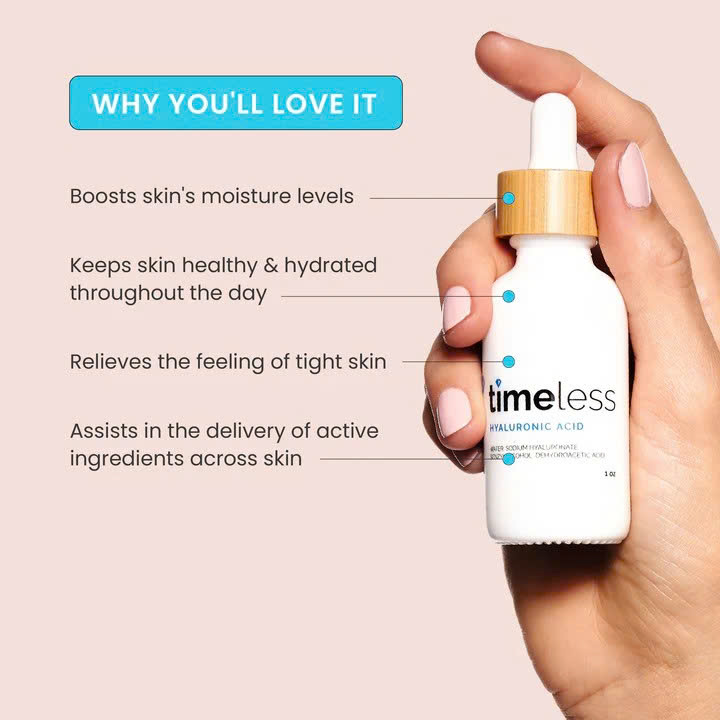 TIMELESS HYALURONIC ACID 100% PURE SERUM: Tinh Chất Cấp Ẩm Sâu, Phục Hồi Da Khô Căng