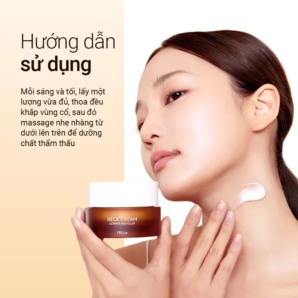 VELLA NECK CREAM ULTIMATE AGE KILLER: Kem Dưỡng Cổ Đa Năng - Giảm Nhăn Sâu & Nâng Cơ, Chống Lão Hóa Toàn Diện