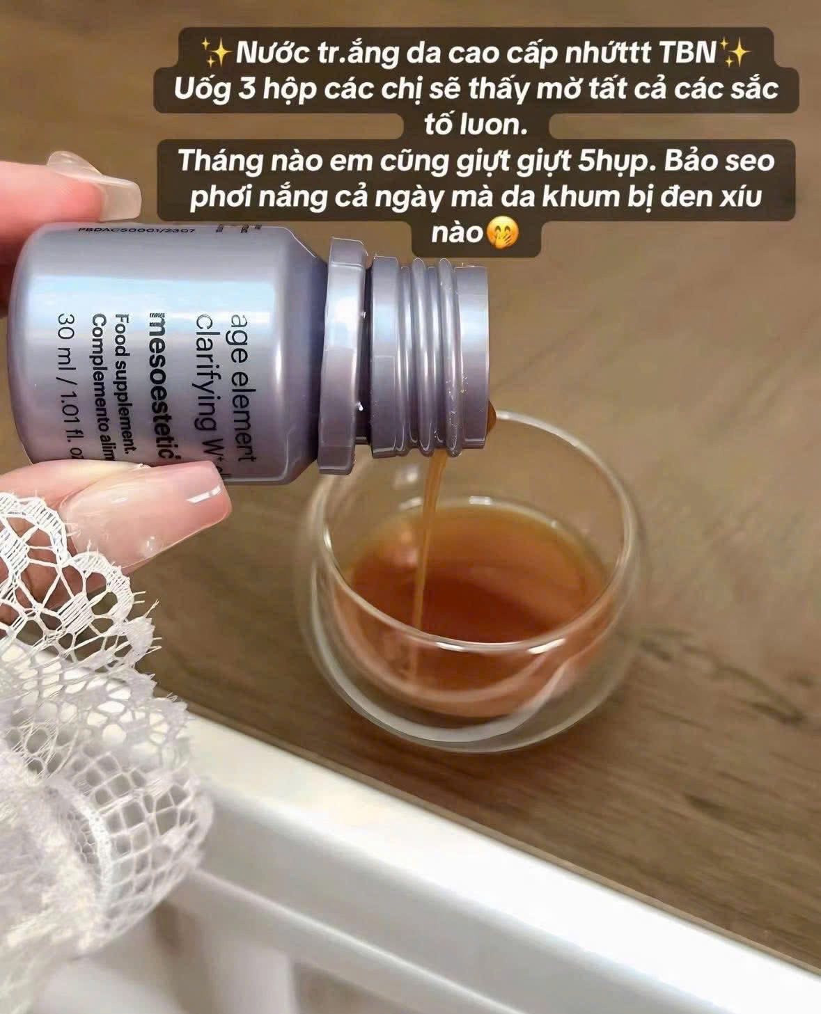 Nước Uống Trắng Da Mesoestetic age element® clarifying W+ elixir: Bí Quyết Dưỡng Sáng & Trẻ Hóa Từ Bên Trong