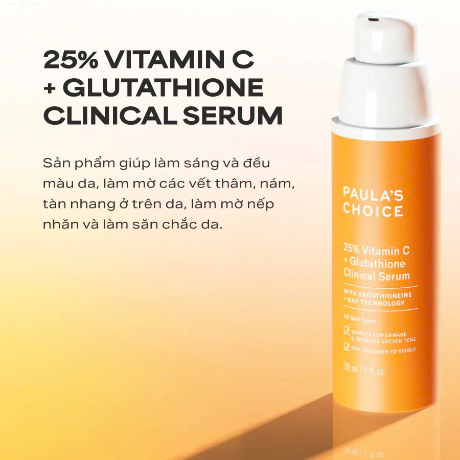 Paula's Choice 25% Vitamin C + Glutathione Clinical Serum: Đỉnh Cao Mờ Nám & Trắng Sáng Da