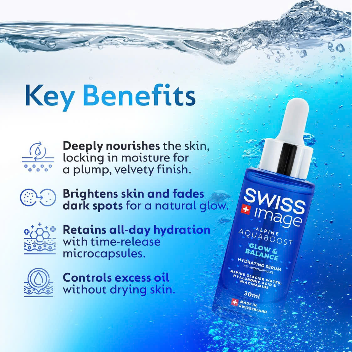 Swiss Image Alpine Aquaboost Hydrating Serum – Tinh Chất Hạt Vi Nang Cấp Ẩm Sâu & Làm Sáng Da