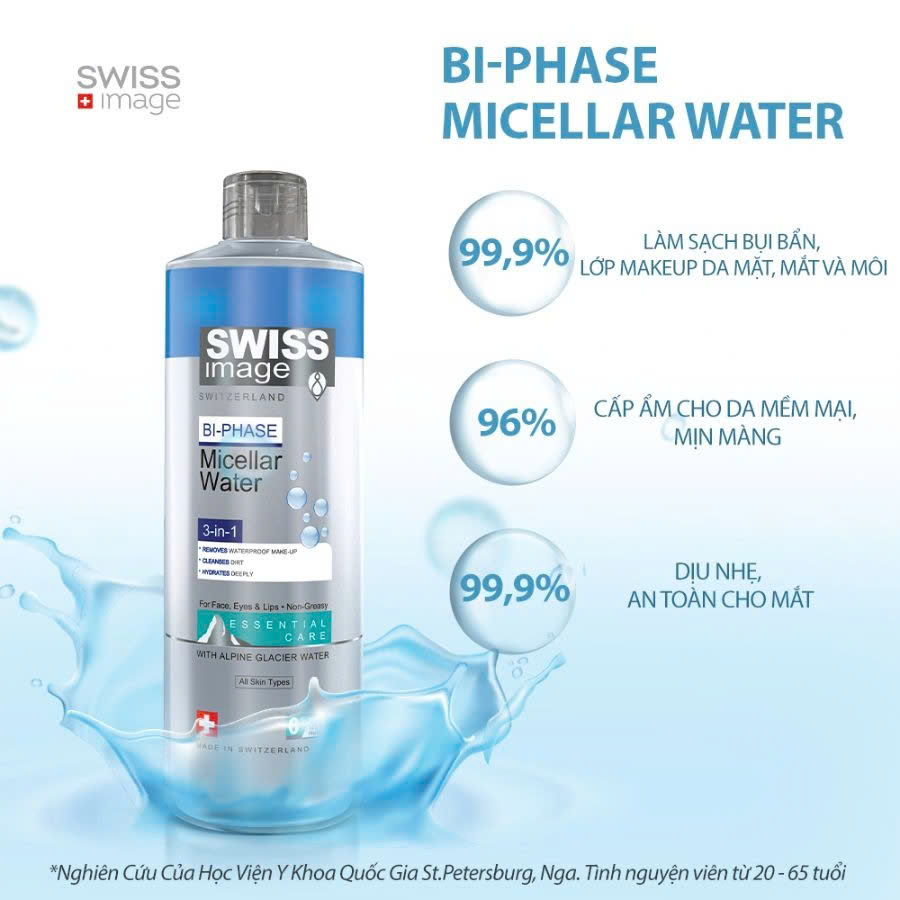 Swiss Image Bi-Phase Micellar Water – Nước Tẩy Trang 2 Tầng Sạch Sâu Mọi Lớp Trang Điểm Lì Lợm