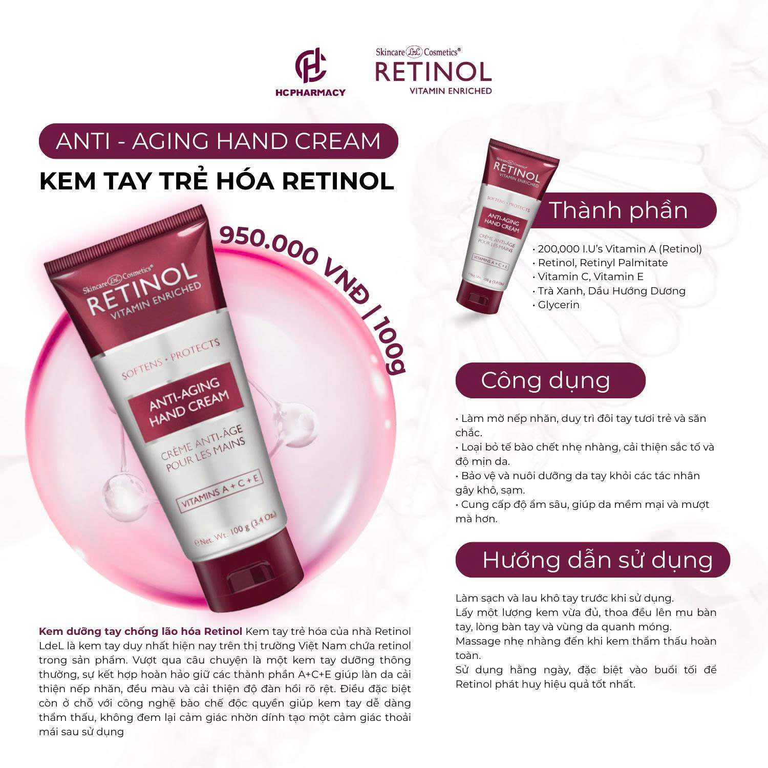 Retinol Anti-Aging Hand Cream: Giải Pháp Trẻ Hóa 3 Trong 1 Cho Đôi Tay, Móng Và Biểu Mô
