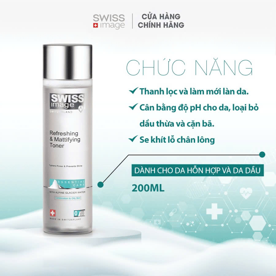 Swiss Image Refreshing & Mattifying Toner – Nước Cân Bằng Giải Pháp Kiềm Dầu & Se Khít Lỗ Chân Lông Từ Thụy Sĩ