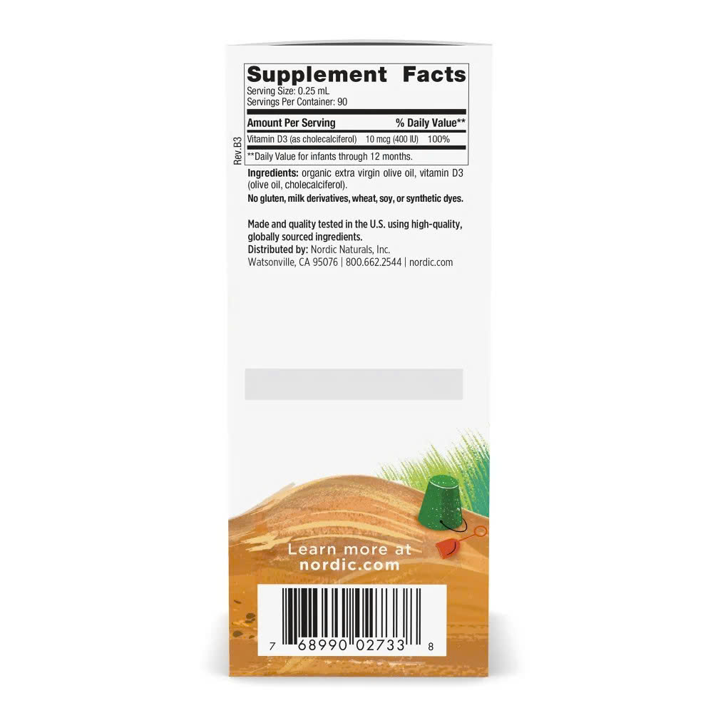 Nordic Naturals Baby's Vitamin D3 Liquid – Bổ Sung D3 Tinh Khiết Cho Bé Phát Triển Cao Khỏe