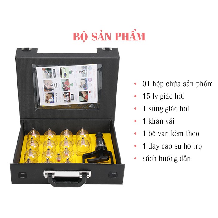 Bộ Giác Hơi Không Dùng Lửa Duy Thành Vali Đen 15 Ly