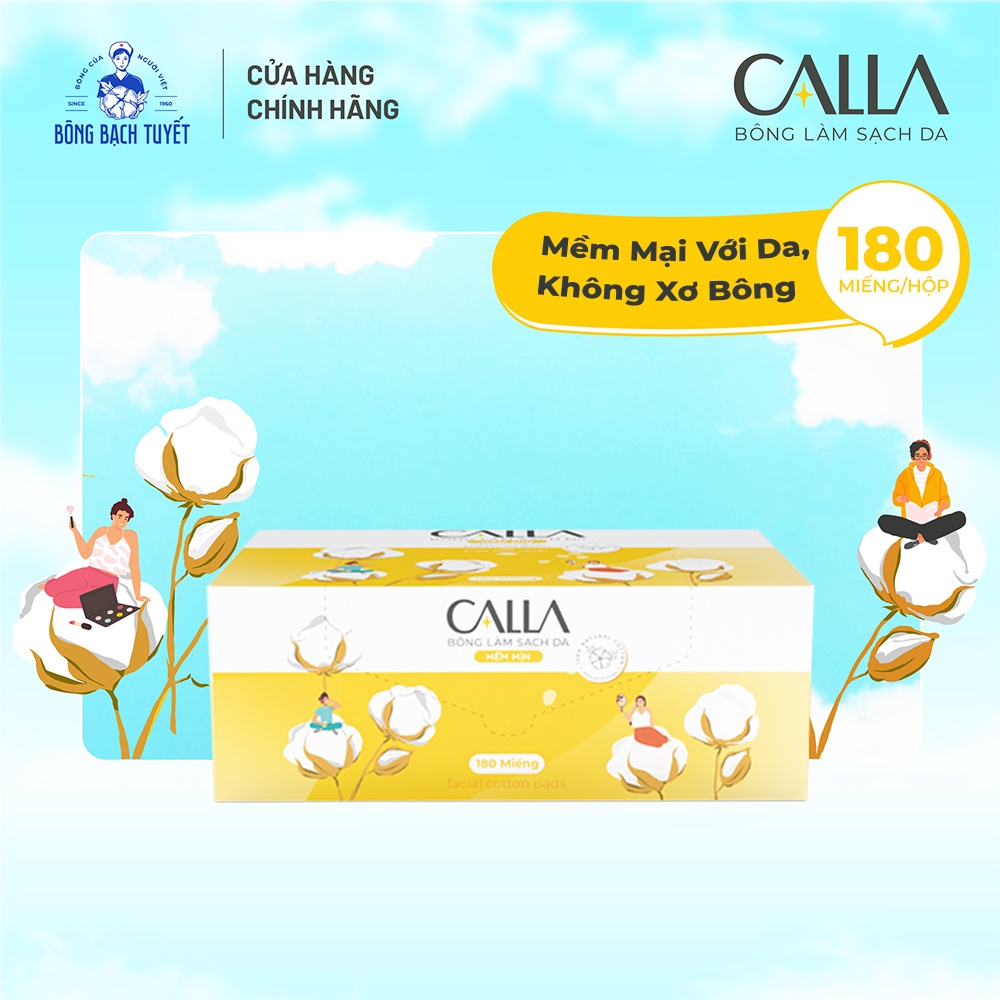 Bông Tẩy Trang Bông Bạch Tuyết Calla Mềm Mịn (Gói 180 Miếng)