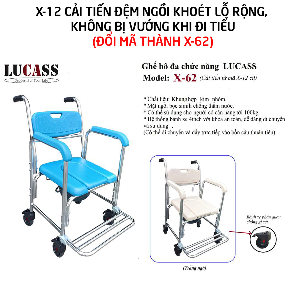 Ghế Bô Tắm Đa Năng Có Bánh Xe Lucass VG62 - Mã cũ: X-62 (X62)
