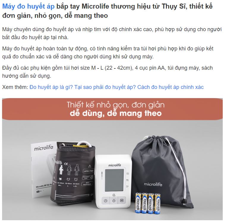 Máy Đo Huyết Áp Bắp Tay Microlife B2 Basic