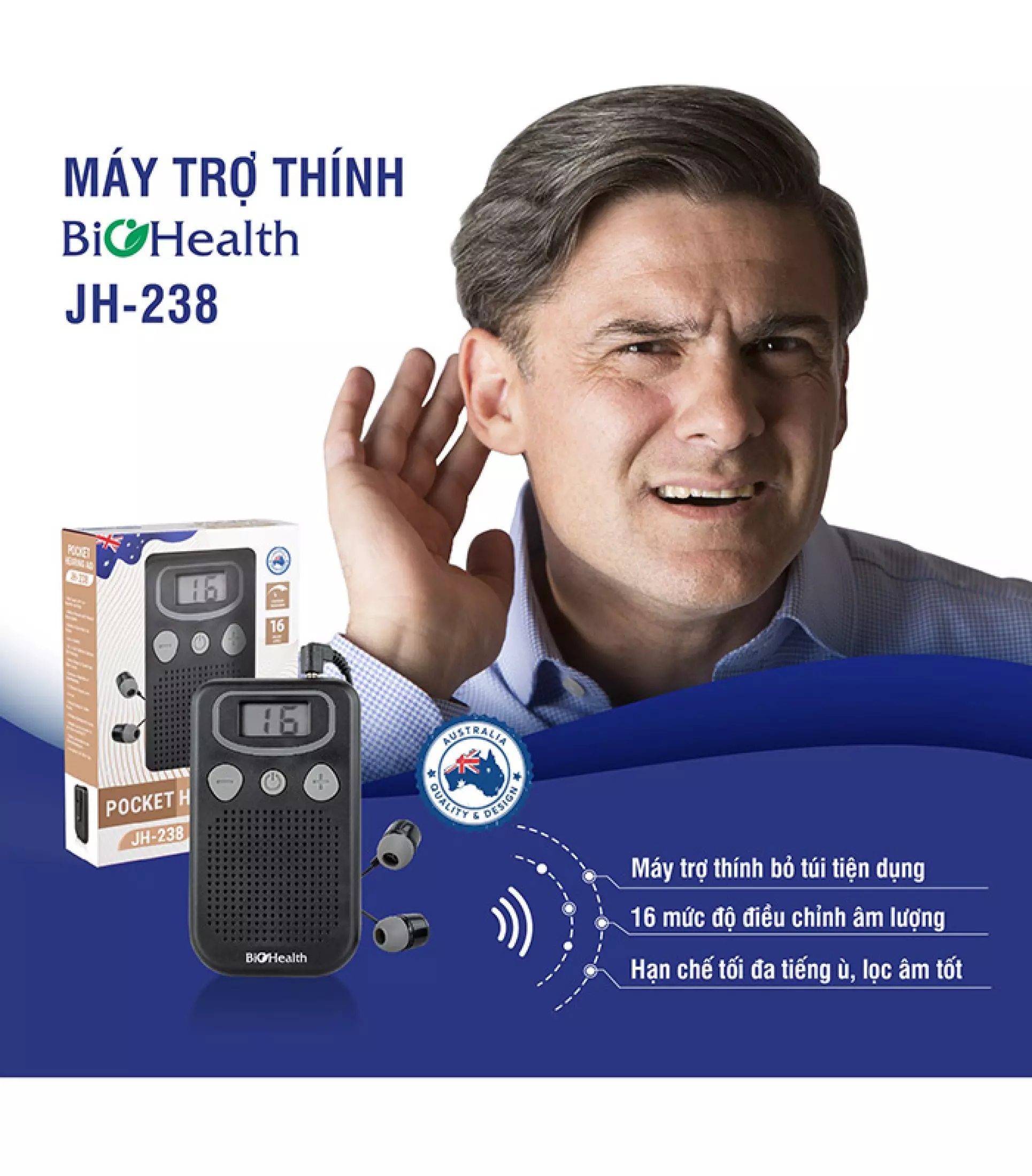 Máy Trợ Thính Có Dây Bỏ Túi Biohealth JH-238