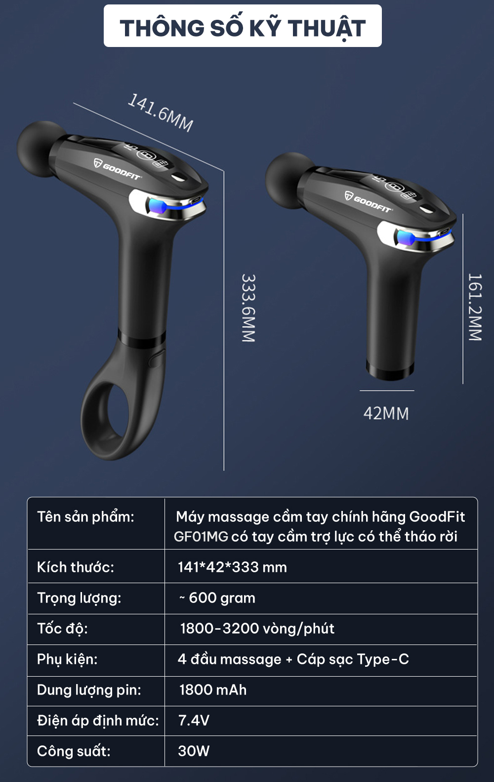 Máy Massage Cầm Tay GoodFit GF01MG