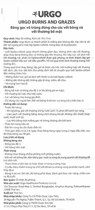 Băng Dán Phỏng Bô Và Trợt Da Urgo BURNS & GRAZES
