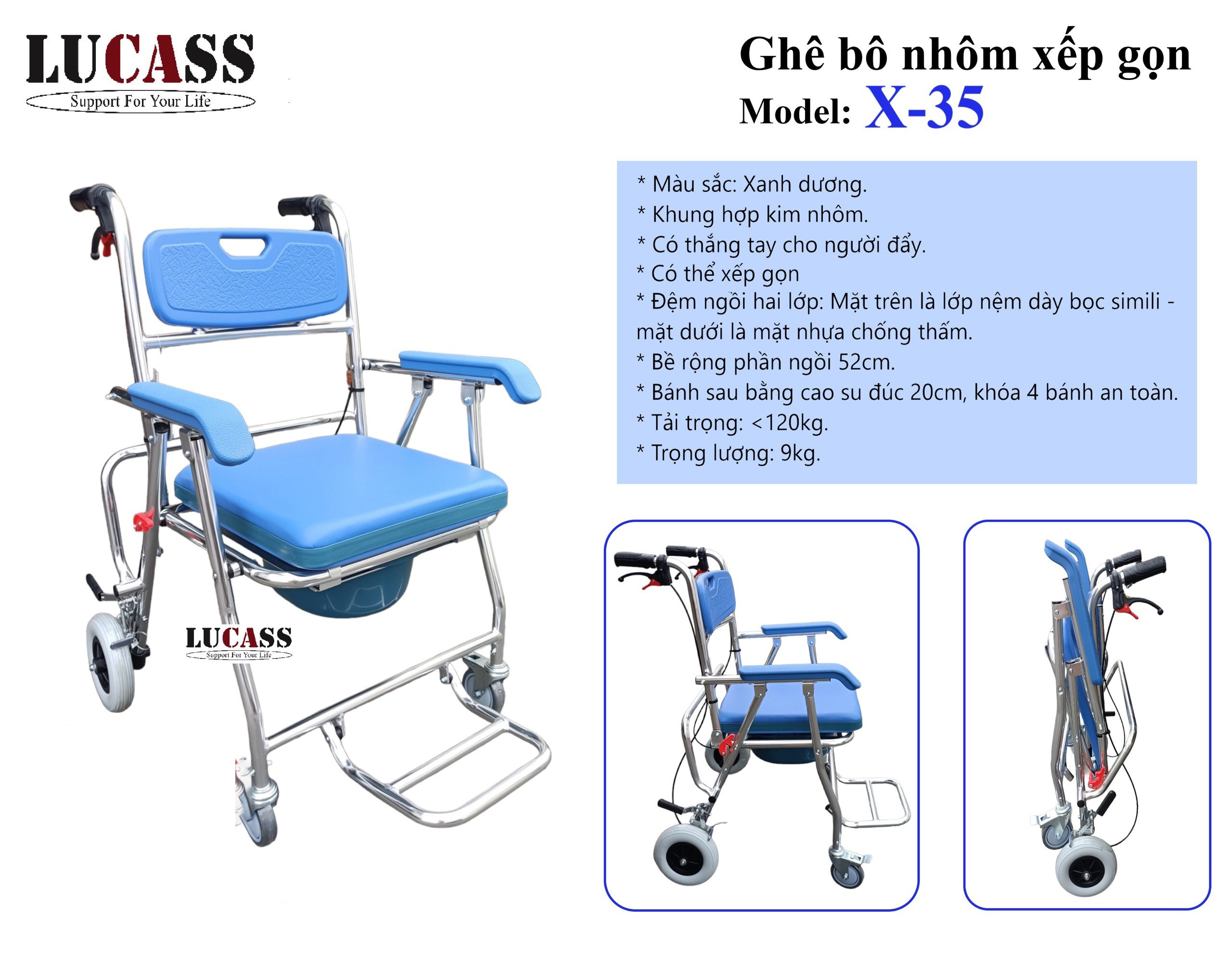 Ghế Bô Vệ Sinh Đa Năng Cao Cấp, Có Thể Gấp Gọn Lucass X-35 (X35)