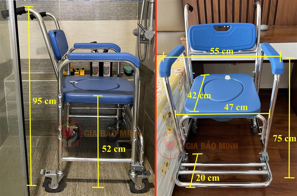 Ghế Bô Tắm Đa Năng, Có Bánh Xe, Đệm Chống Nước GBM-036