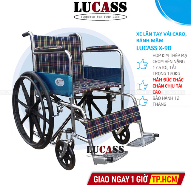 Xe Lăn Tay Vải Ca-rô, Bánh Mâm Lucass X-9B (X9B)