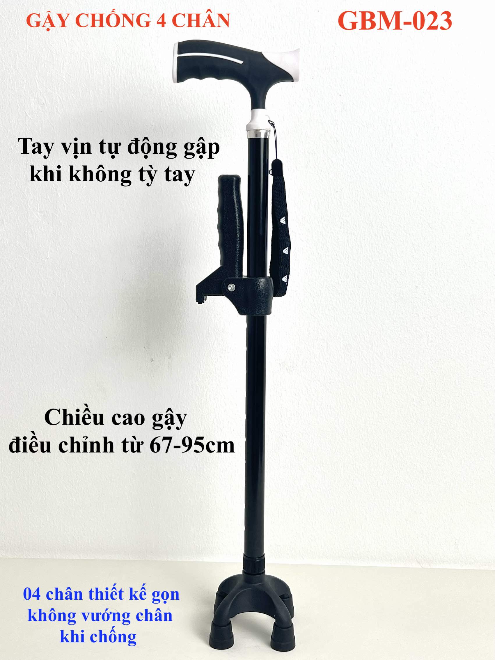 Gậy 1 Chân Thẳng (Batoong) Tự Đứng + Có Tay Vịn GBM-023