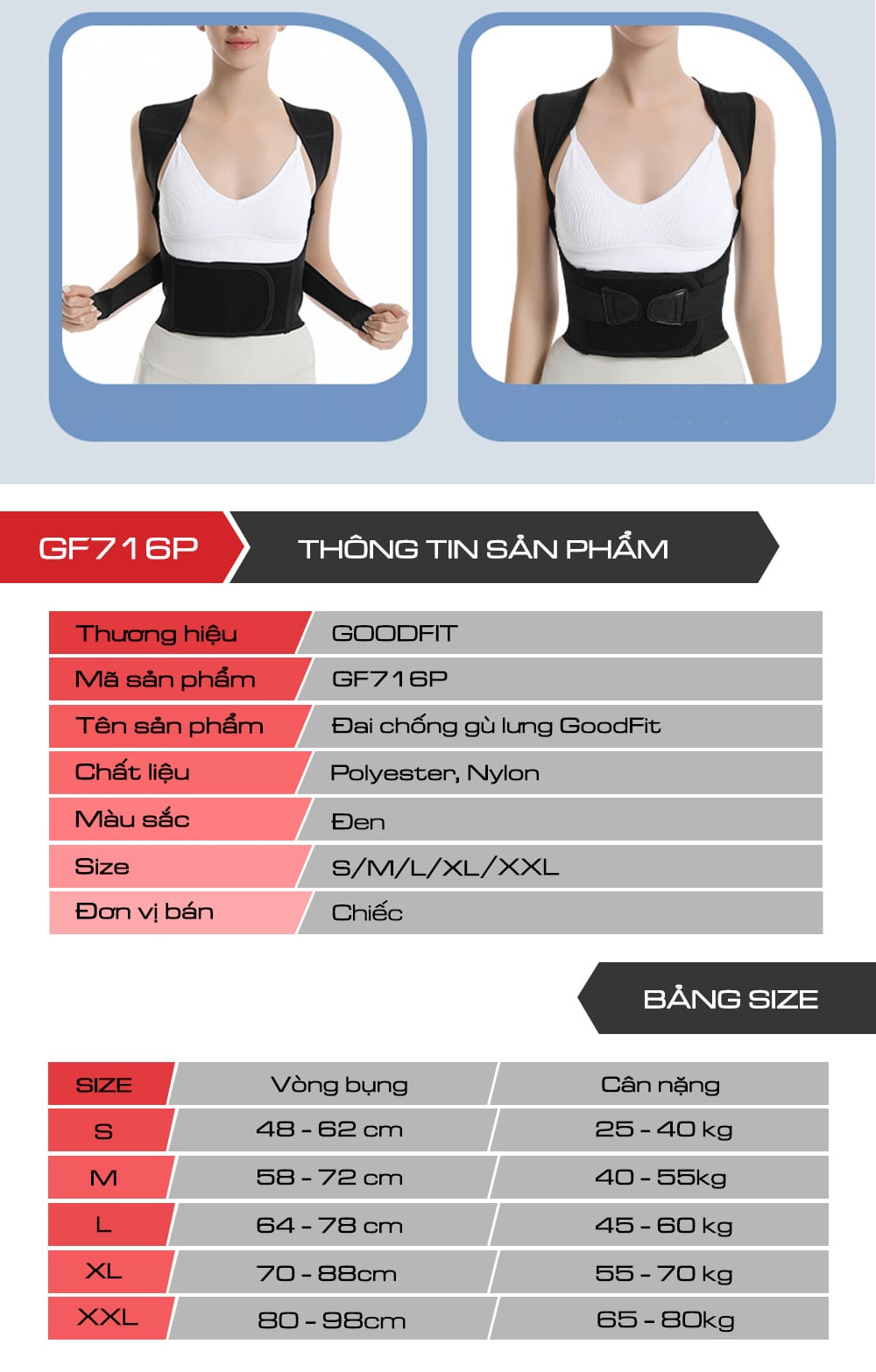 Đai Chống Gù Lưng GoodFit GF716P