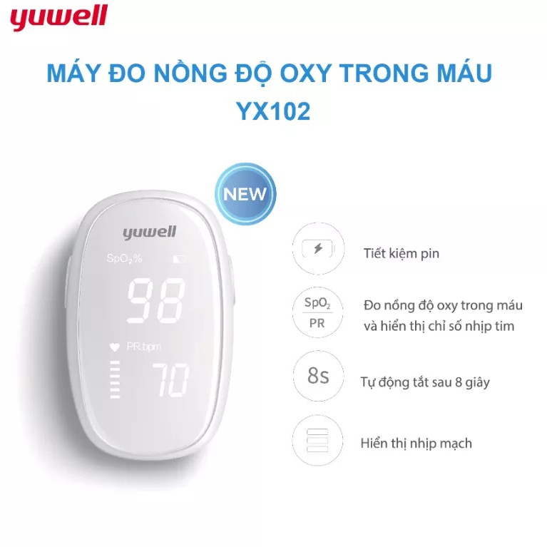 Máy Đo Nồng Độ Oxy (SPO2) Yuwell YX102 (YX-102)