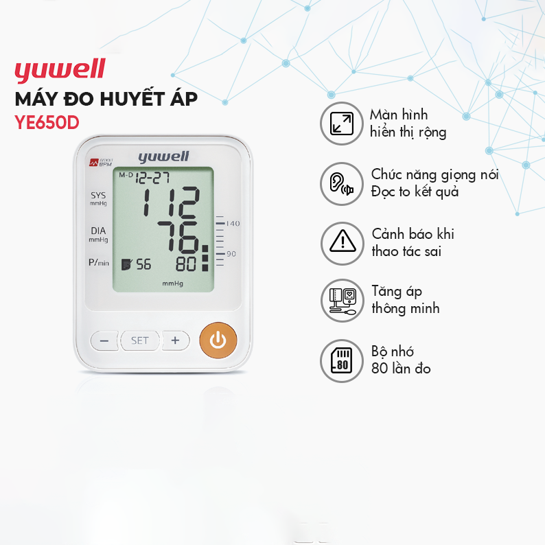 Máy Đo Huyết Áp Bắp Tay Yuwell YE-650D (YE650D)