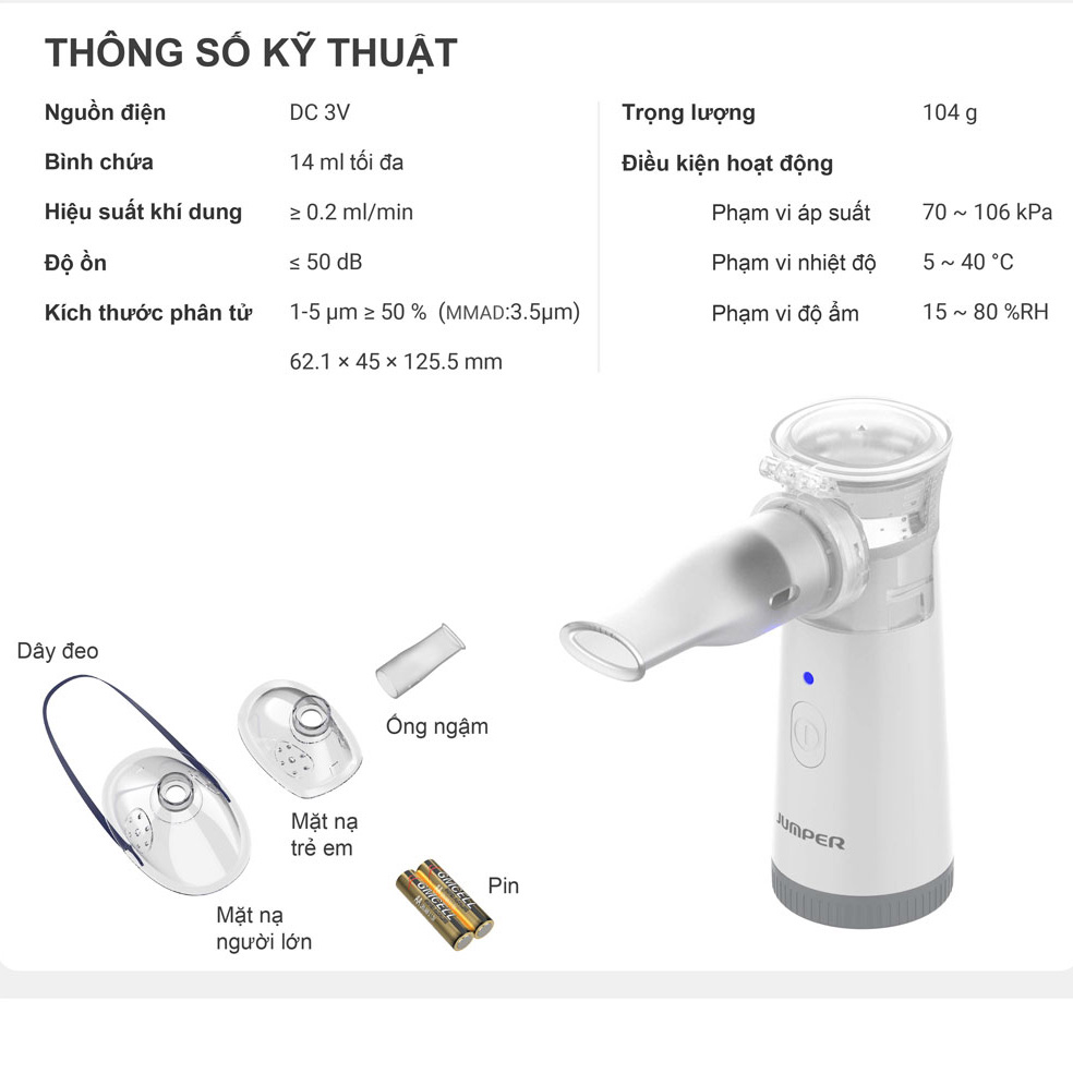 Máy Xông Khí Dung Cầm Tay Jumper JPD-MTA10