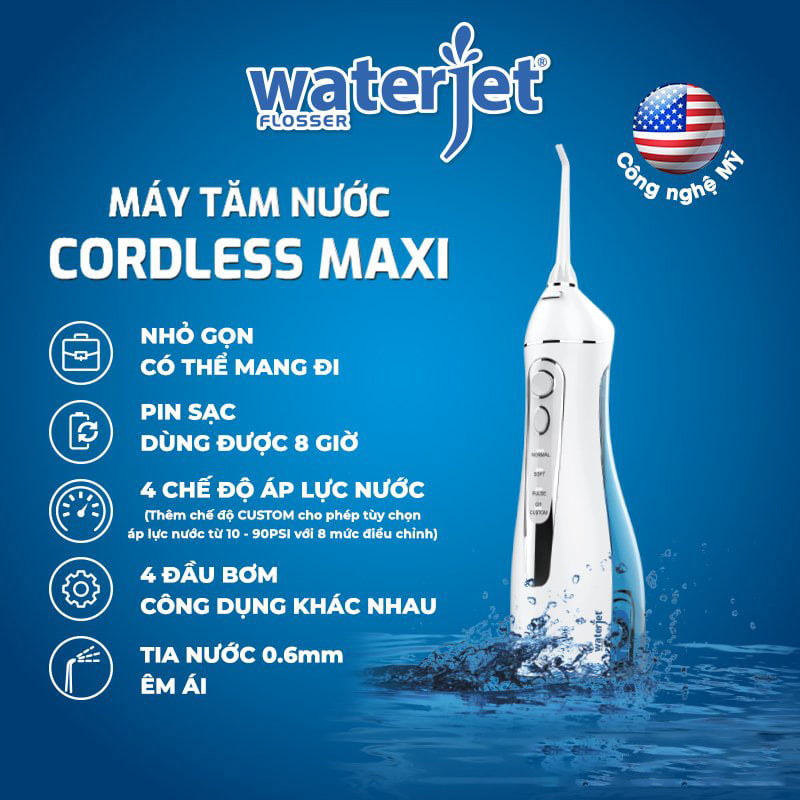 Máy Tăm Nước Du Lịch Không Dây Waterjet Cordless MAXI