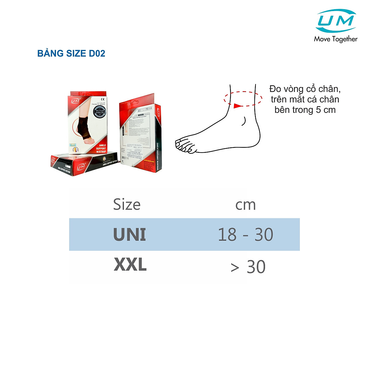 Băng Cổ Chân Có Dán Chống Lật United Medicare UM D02