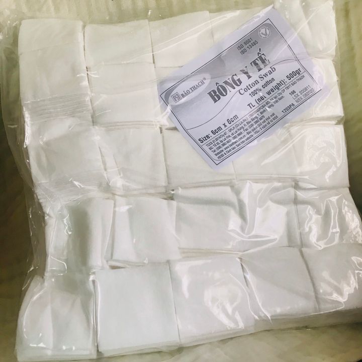 Bông Gòn Cắt, Gòn Vuông 6x6cm Bảo Thạch (Bịch lớn 500g)