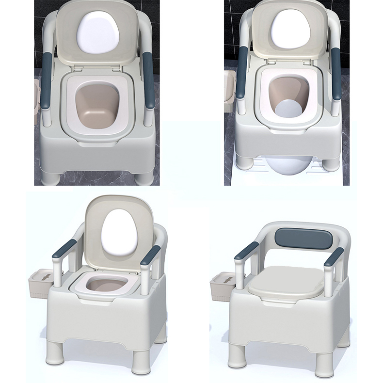 Bồn Cầu Nhựa Di Động Có Tay Vịn, Tựa Lưng YSB-L220