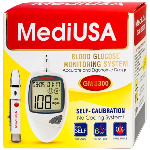 [TRỌN BỘ] Máy Đo Đường Huyết MediUSA GM 3300 (+25 Que, Kim, Cồn)