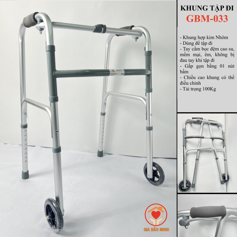 Khung Tập Đi Nhôm Cao Cấp Bánh Lớn GBM-033
