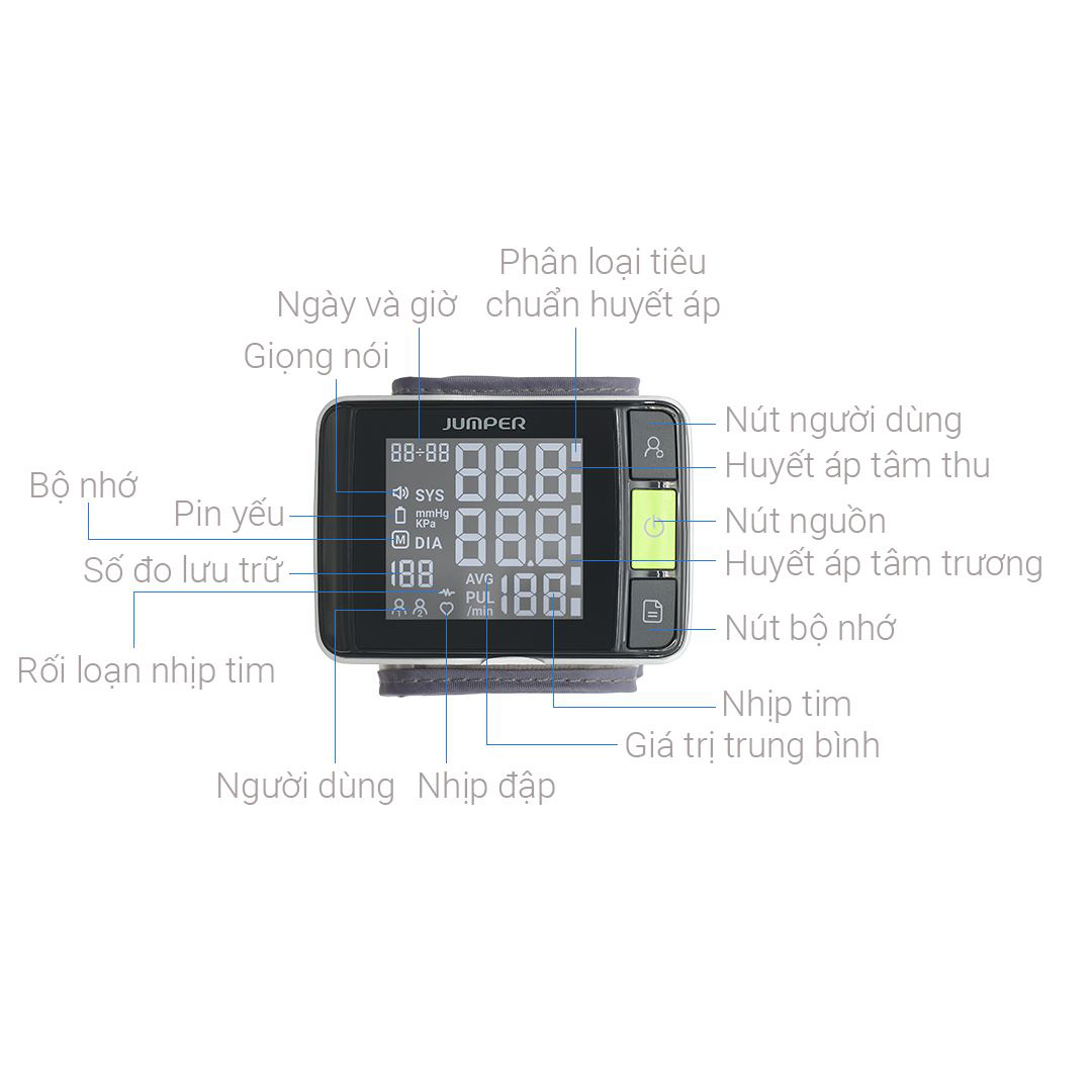 Máy Đo Huyết Áp Cổ Tay Jumper JPD-HWA10
