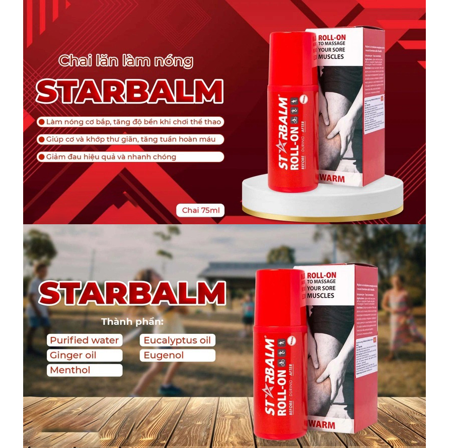 Chai Lăn Làm Nóng Starbalm ROLL-ON Warm