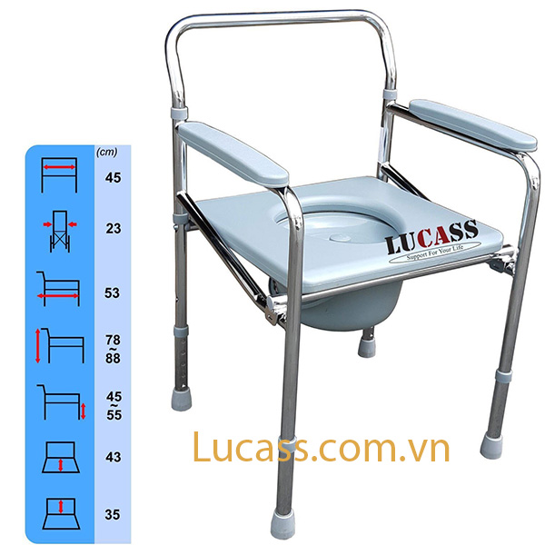 Ghế Bô Vệ Sinh Không Bánh Xe, Mặt Nhựa Vuông, Bô Tròn Lucass G-26 (G26)