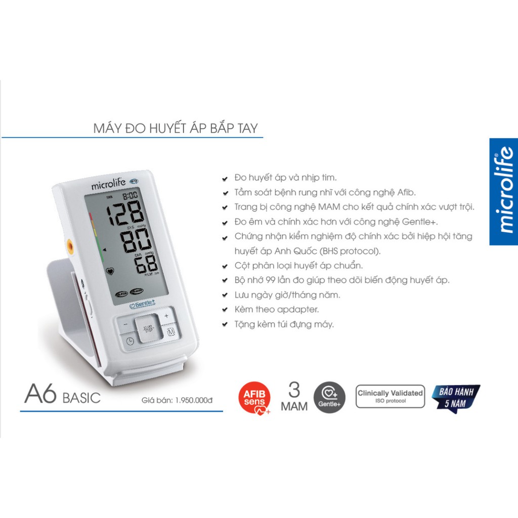 Máy Đo Huyết Áp Bắp Tay Microlife BP A6 Basic (Afib)