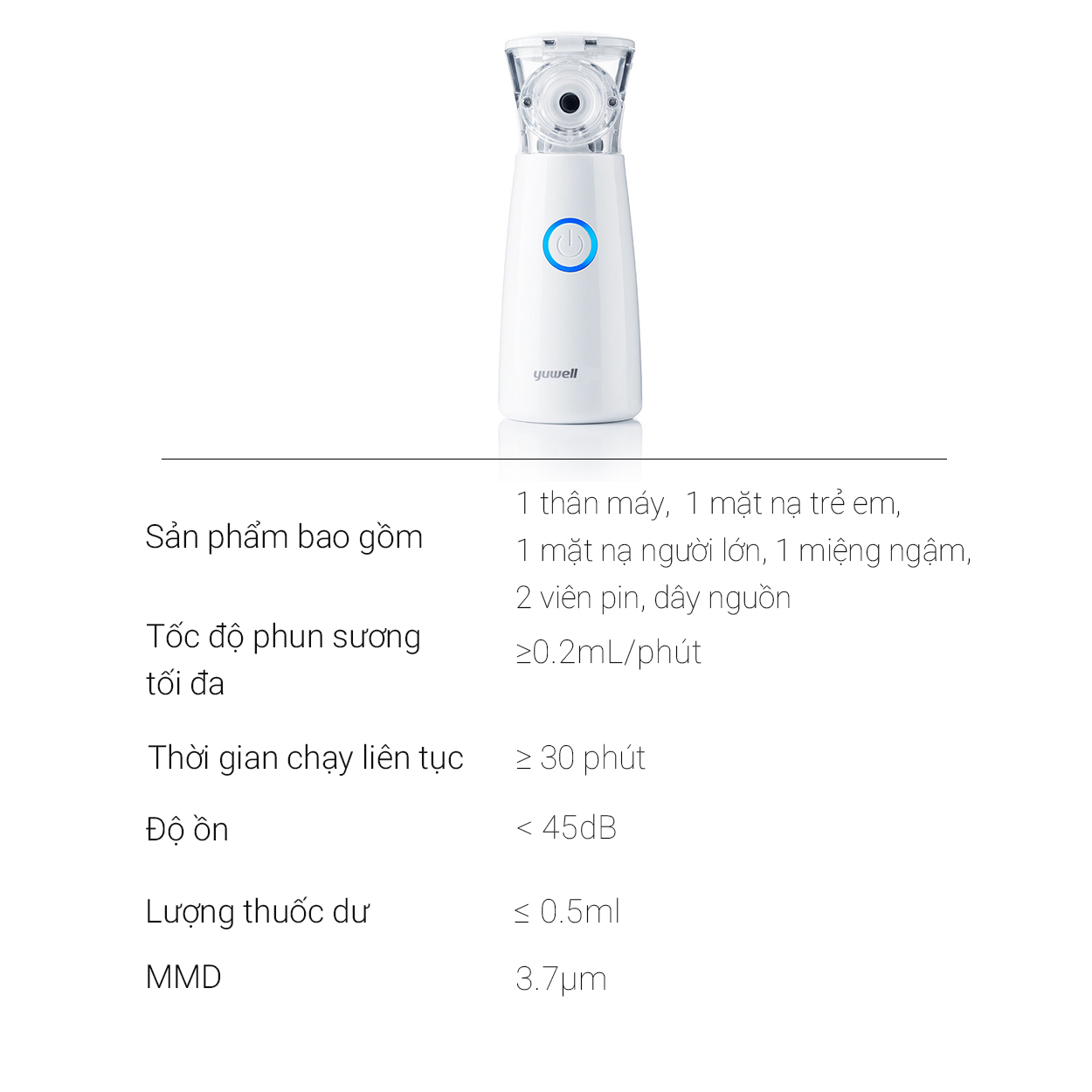 Máy Xông Khí Dung Siêu Âm Cầm Tay Yuwell M102