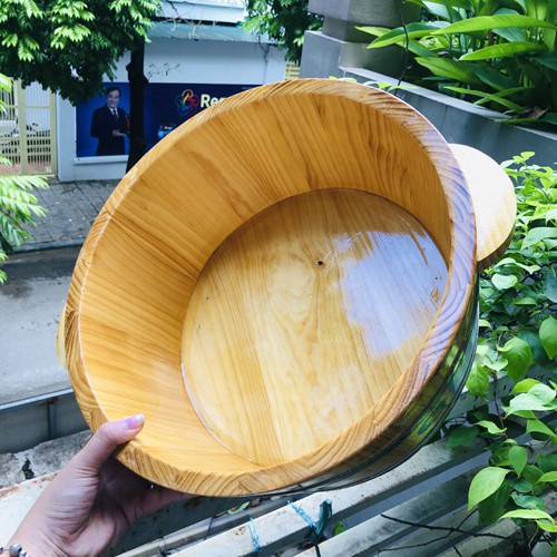 Chậu Ngâm Chân Gỗ (Loại Thấp, Đáy Trơn) Thông Tự Nhiên Cao Cấp