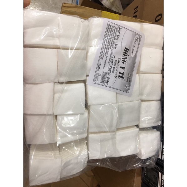 Bông Gòn Cắt, Gòn Vuông 6x6cm Bảo Thạch (Bịch lớn 500g)