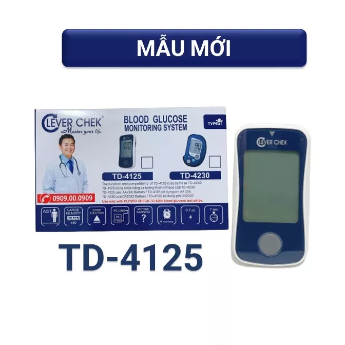 [TẶNG QUE, KIM, CỒN] Máy Đo Đường Huyết Clever Chek TD-4125 (MG) (25 Que, Kim, Cồn)