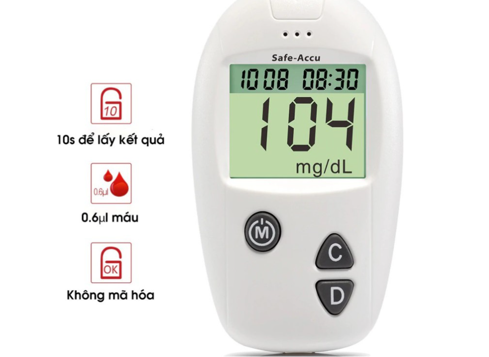 [TẶNG QUE, KIM, CỒN] Máy Đo Đường Huyết Sinocare Safe-Accu (MG) (+50 Que, 50 Kim, Cồn)