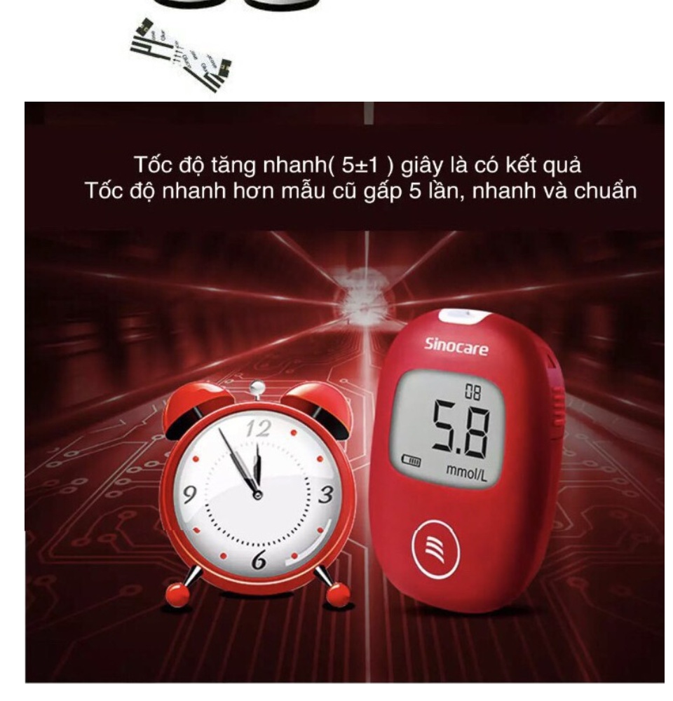 [TẶNG QUE, KIM, CỒN] Máy Đo Đường Huyết Sinocare Safe AQ Smart (MG) (+ 50 Que. Kim, Cồn)