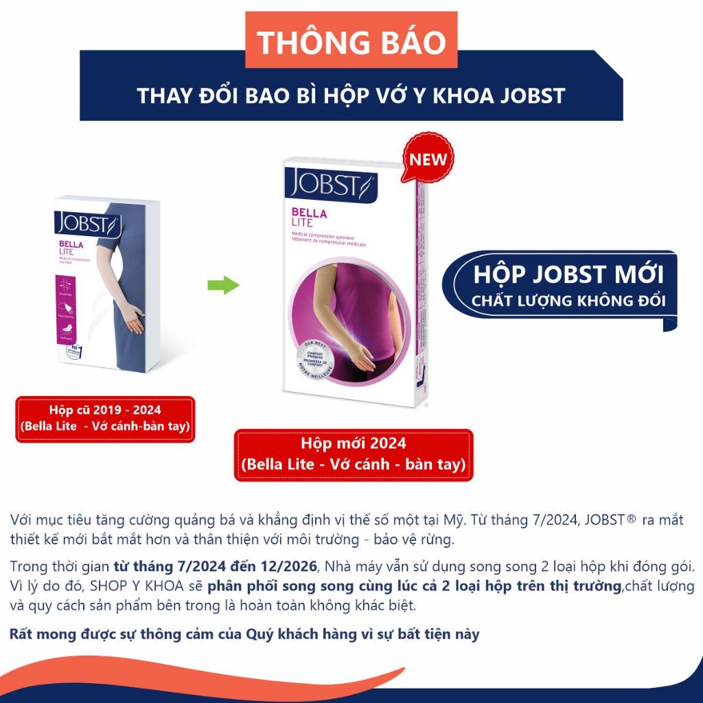 Vớ Y Khoa Tay Phù Bạch Huyết JOBST Bella Lite Combined (Cánh-Bàn Tay, Màu Da) (Hộp 1 Chiếc)