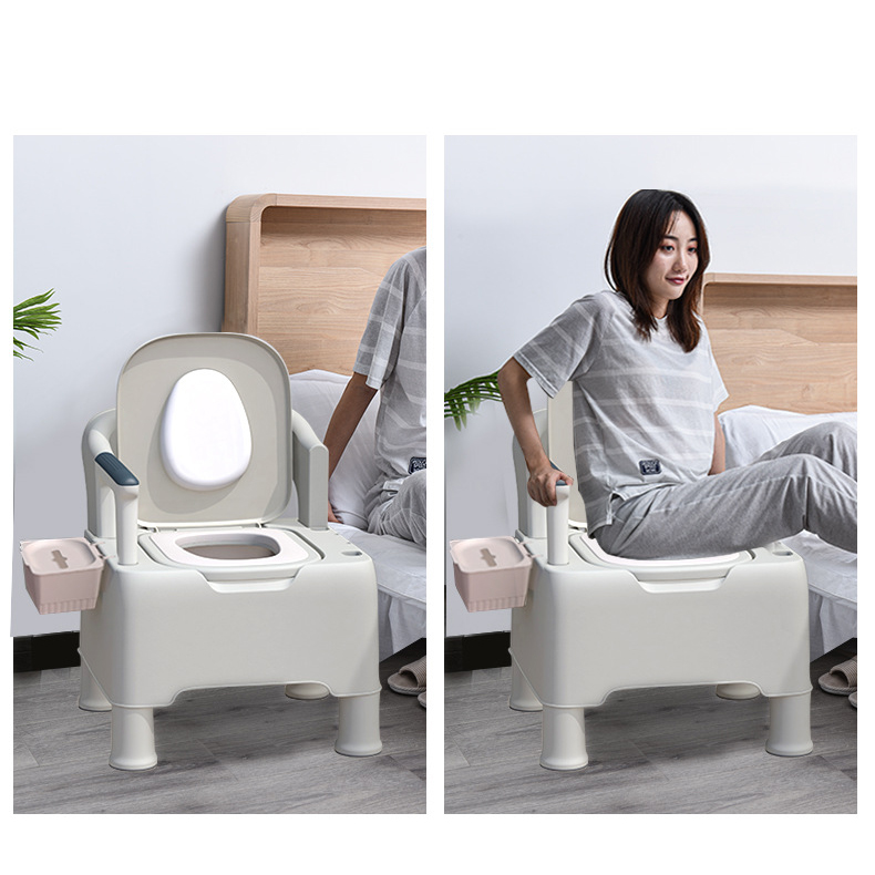 Bồn Cầu Nhựa Di Động Có Tay Vịn, Tựa Lưng YSB-L220