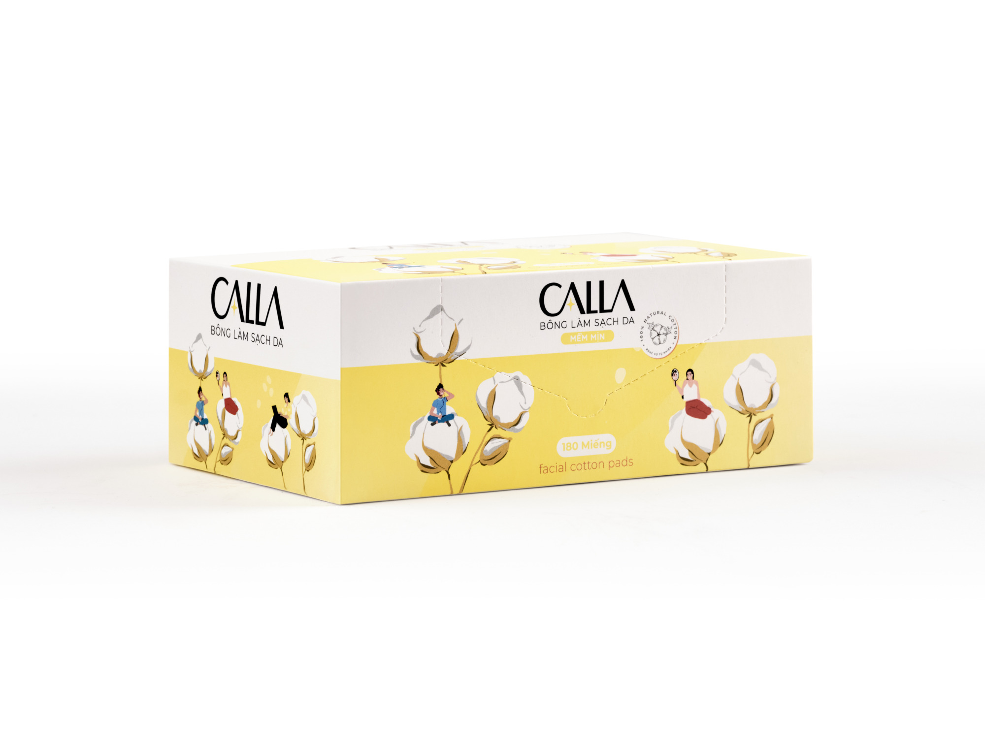 Bông Tẩy Trang Bông Bạch Tuyết Calla Mềm Mịn (Gói 180 Miếng)