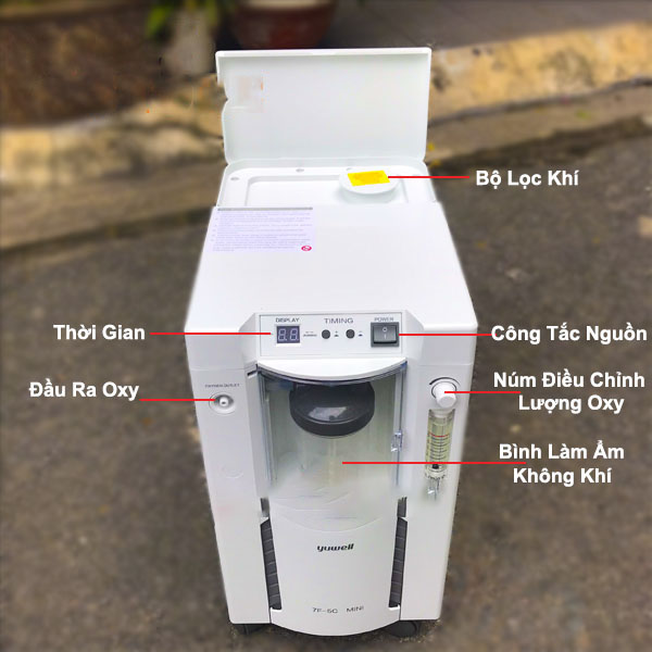 Máy Tạo Oxy Yuwell 7F-5CW Mini (5 Lít, Có Xông)
