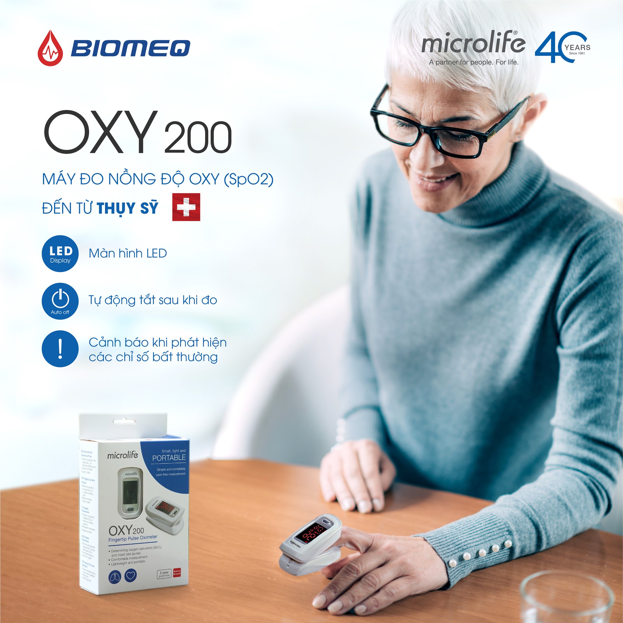 Máy Đo Nồng Độ Oxy (SPO2) Microlife OXY200 (OXY 200)