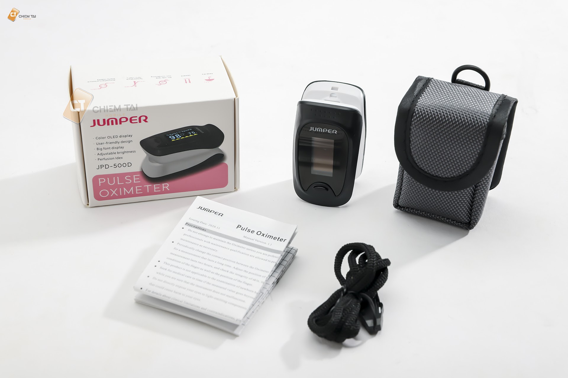 Máy Đo Nồng Độ Oxy SPO2 Và Nhịp Tim JUMPER JPD-500D OLED (Xoay 4 chiều)