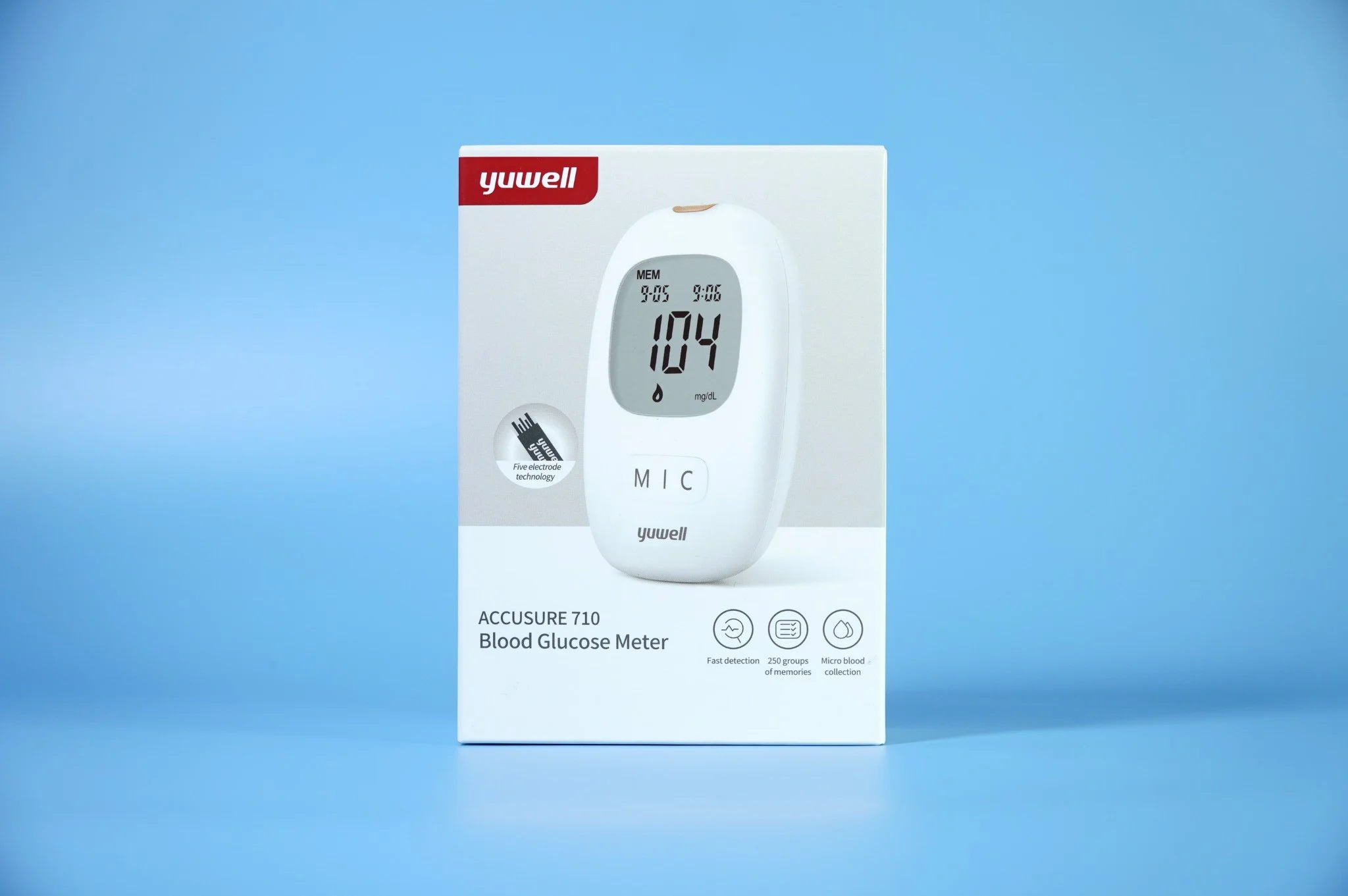 [TẶNG QUE, KIM, CỒN] Máy Đo Đường Huyết Yuwell Accusure 710 (New) (MG) (+50 Que, Kim, Cồn)