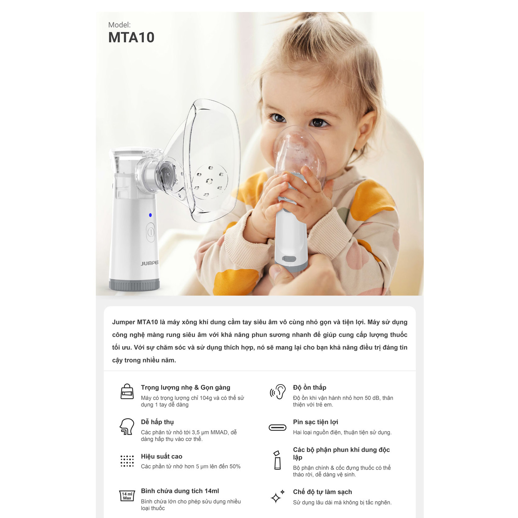 Máy Xông Khí Dung Cầm Tay Jumper JPD-MTA10